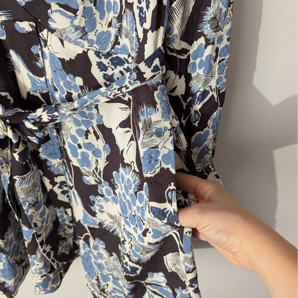 Reiss Abbie Floral Printed Mini Dress in Blue Women's Size 2 - Picture 8 of 12